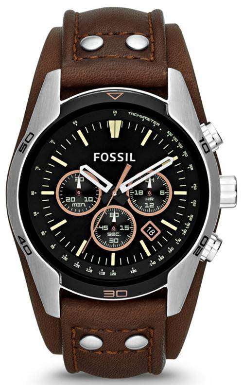 Fossil Coachman Chronograph Black Dial Brown Leather CH2891 Mens Watch ...
