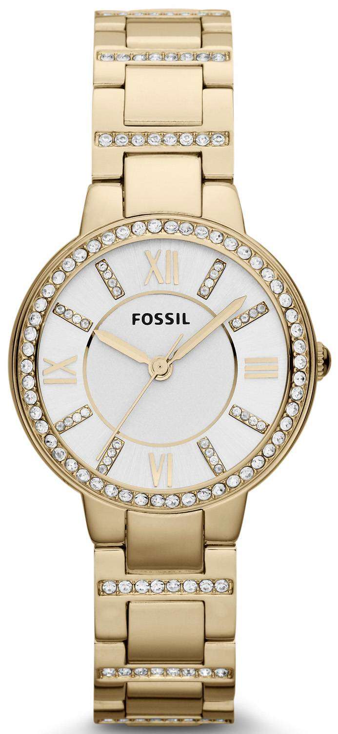 Fossil Virginia Three-Hand Crystal Gold Tone ES3283 Womens Watch ...