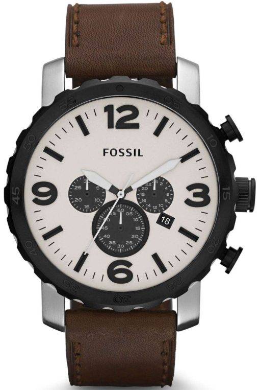 Fossil Nate Chronograph Brown Leather JR1390 Mens Watch