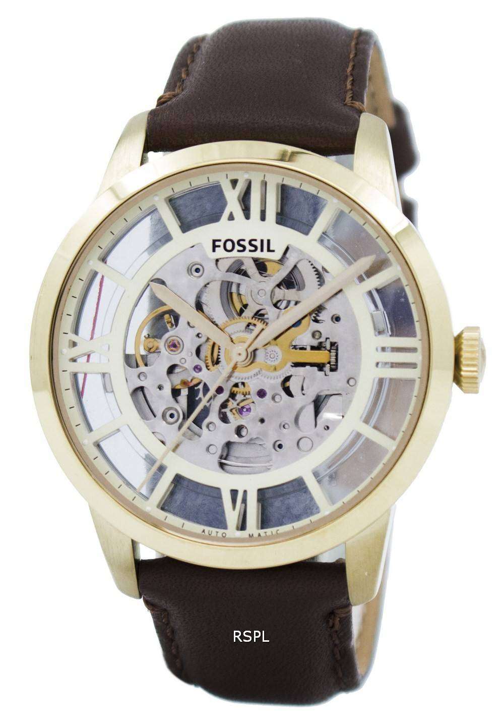 Fossil Townsman Automatic Skeleton Dial Brown Leather ME3043 Mens Watch ...