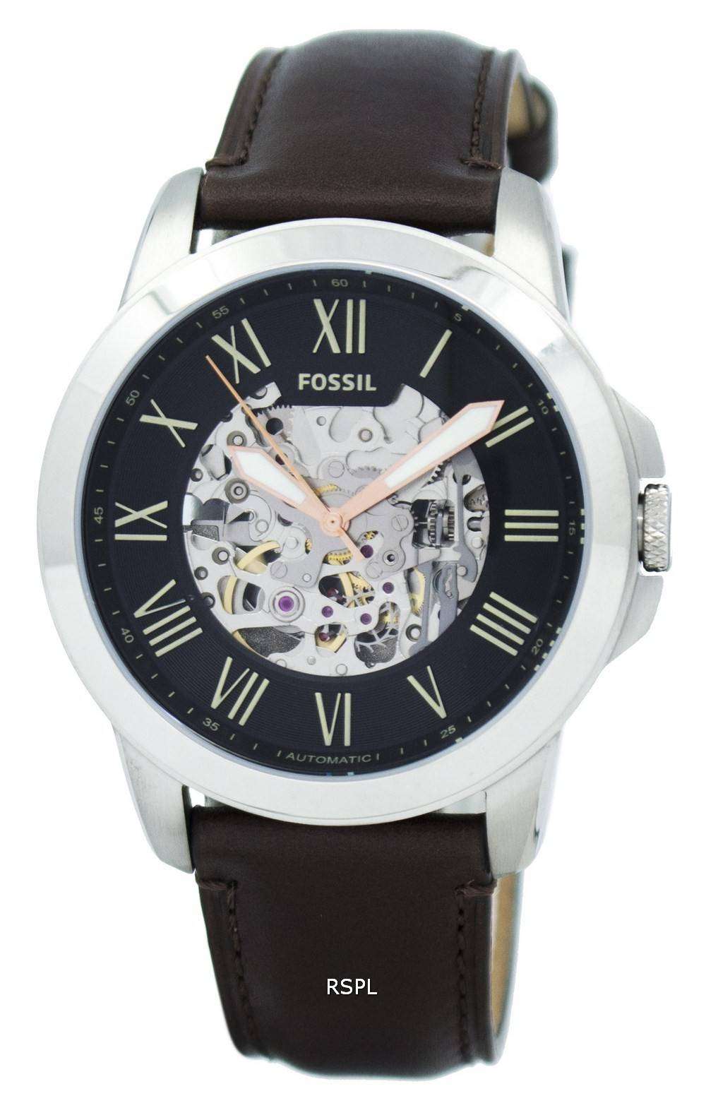 Fossil Grant Automatic Black Skeleton Dial ME3100 Mens Watch ...