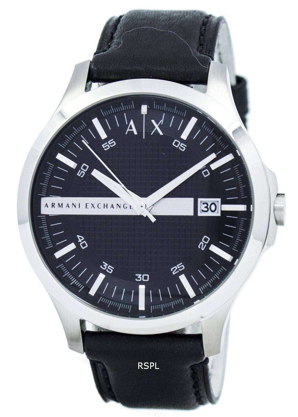 Armani Exchange Black Dial Leather Strap AX2101 Mens Watch ...
