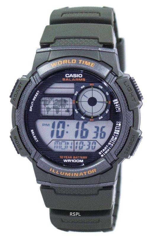 Casio Illuminator World Time Alarm Digital AE-1000W-3AV Men's Watch