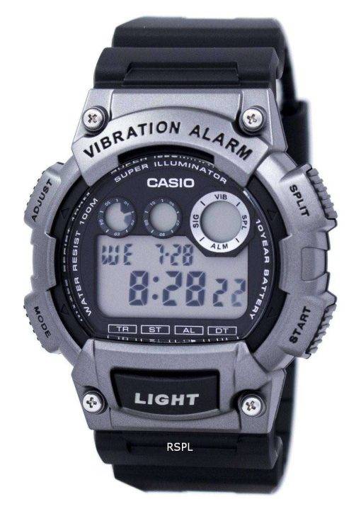 Casio Super Illuminator Dual Time Vibration Alarm Digital W-735H-1A3V Men's Watch