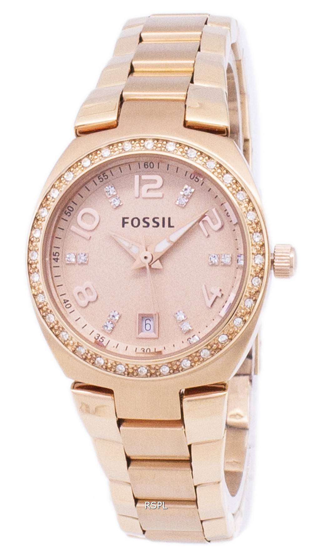 Fossil Serena Crystals Rose Gold-Tone Stainless Steel AM4508 Womens ...