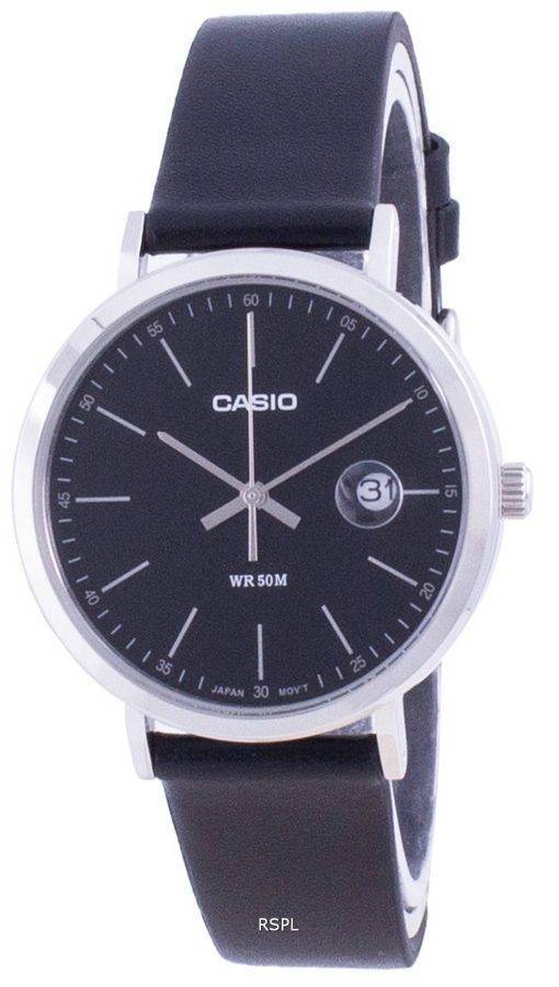 Casio Analog Black Dial Leather Strap MTP-E175L-1E MTPE175L-1 Mens Watch