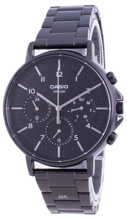 Casio Multi Hands Black Dial Stainless Steel Quartz MTP-E321B-1A MTPE321B-1 Mens Watch