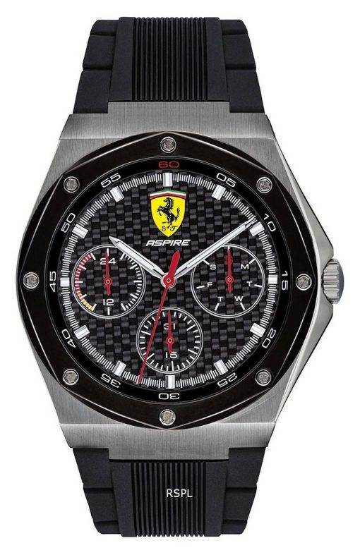 Ferrari Scuderia Aspire Black Dial Silicon Band Quartz 0830694 Mens Watch