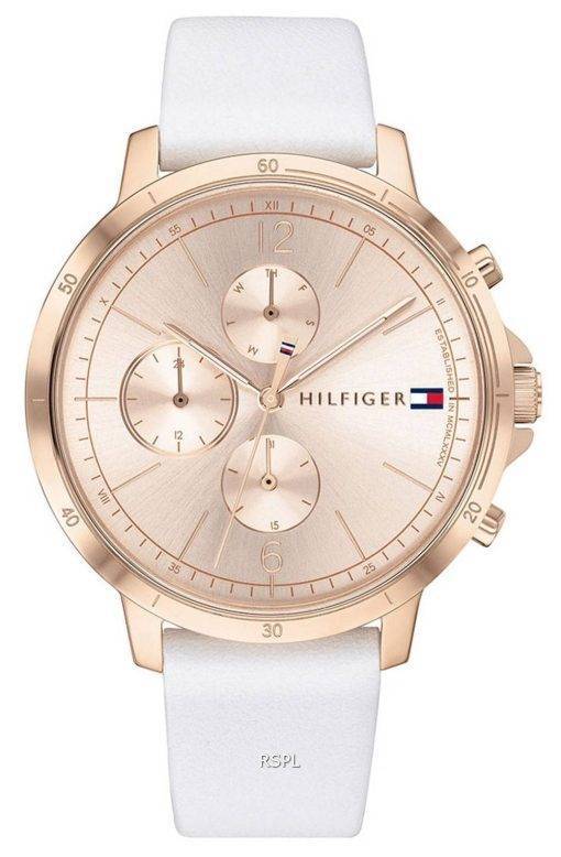 Tommy Hilfiger Madison Rose Gold Tone Dial Leather Strap Quartz 1782193 Womens Watch