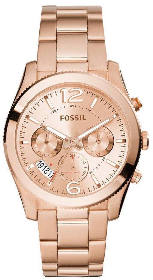 Fossil Perfect Boyfriend Multifunction Rose-Tone Stainless Steel ES3885 Womens Watch