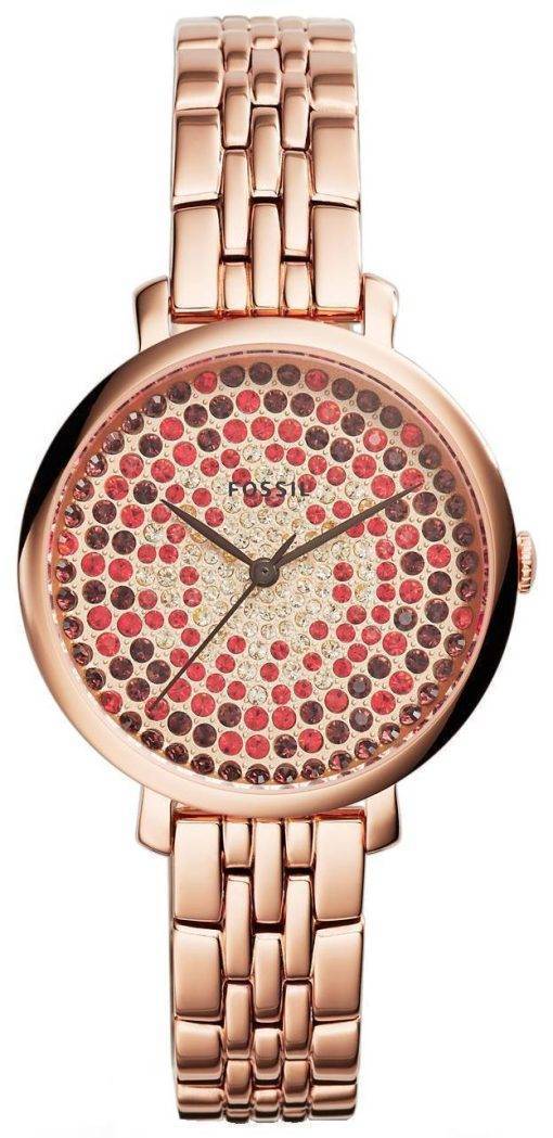 Fossil Jacqueline Rose Gold-Plated Crystals Pave Dial ES3900 Womens Watch