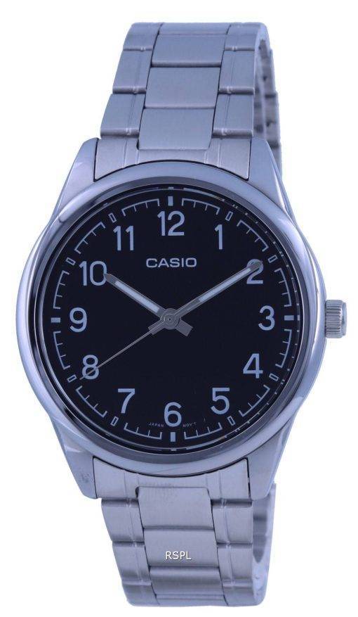 Casio Black Dial Stainless Steel Analog Quartz MTP-V005D-1B4 MTPV005D-1 Mens Watch