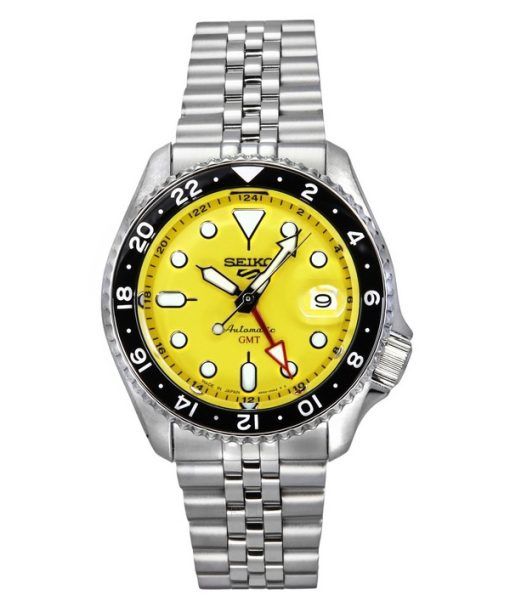 Seiko 5 Sports SKX Style GMT Stainless Steel Yellow Dial 24 Jewels Automatic SSK017J1 100M Men's Watch