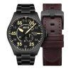 AVI-8 Spitfire Type 300 Midnight Chrome Black Dial Automatic AV-4073-33 Mens Watch With Extra Strap